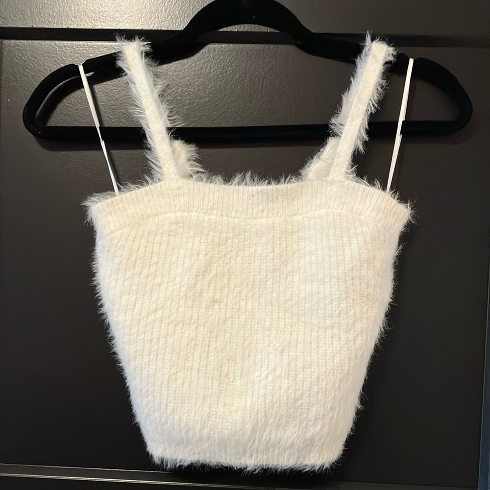 Elegant White Fuzzy Women's Top